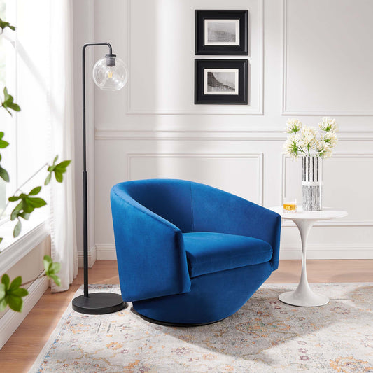 Erovian Upholstered Velvet Swivel Chair, Navy