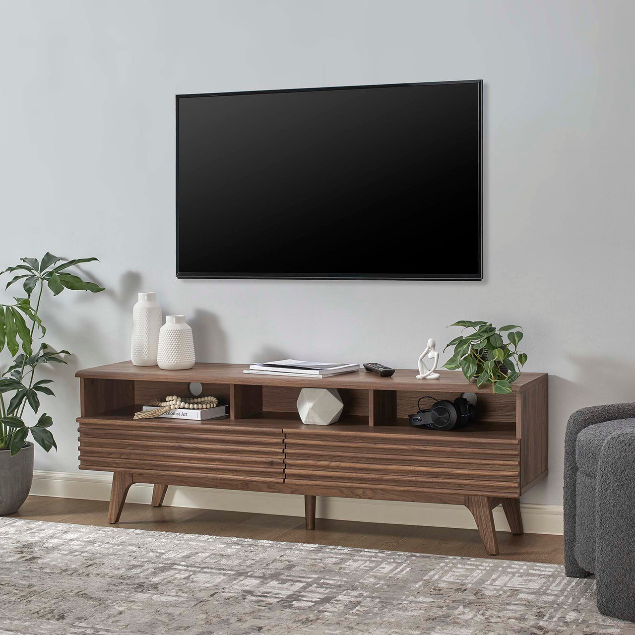 Ventra Tall TV Stand, Medium, Walnut