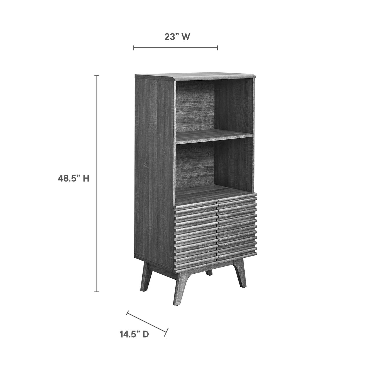 Ventra Display Cabinet Bookshelf, Charcoal
