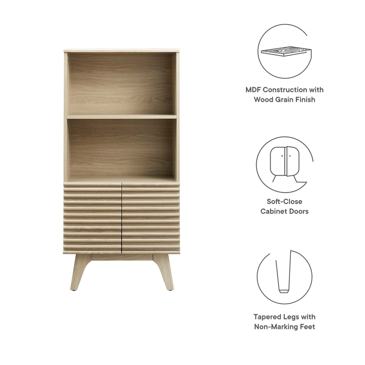Ventra Display Cabinet Bookshelf, Oak