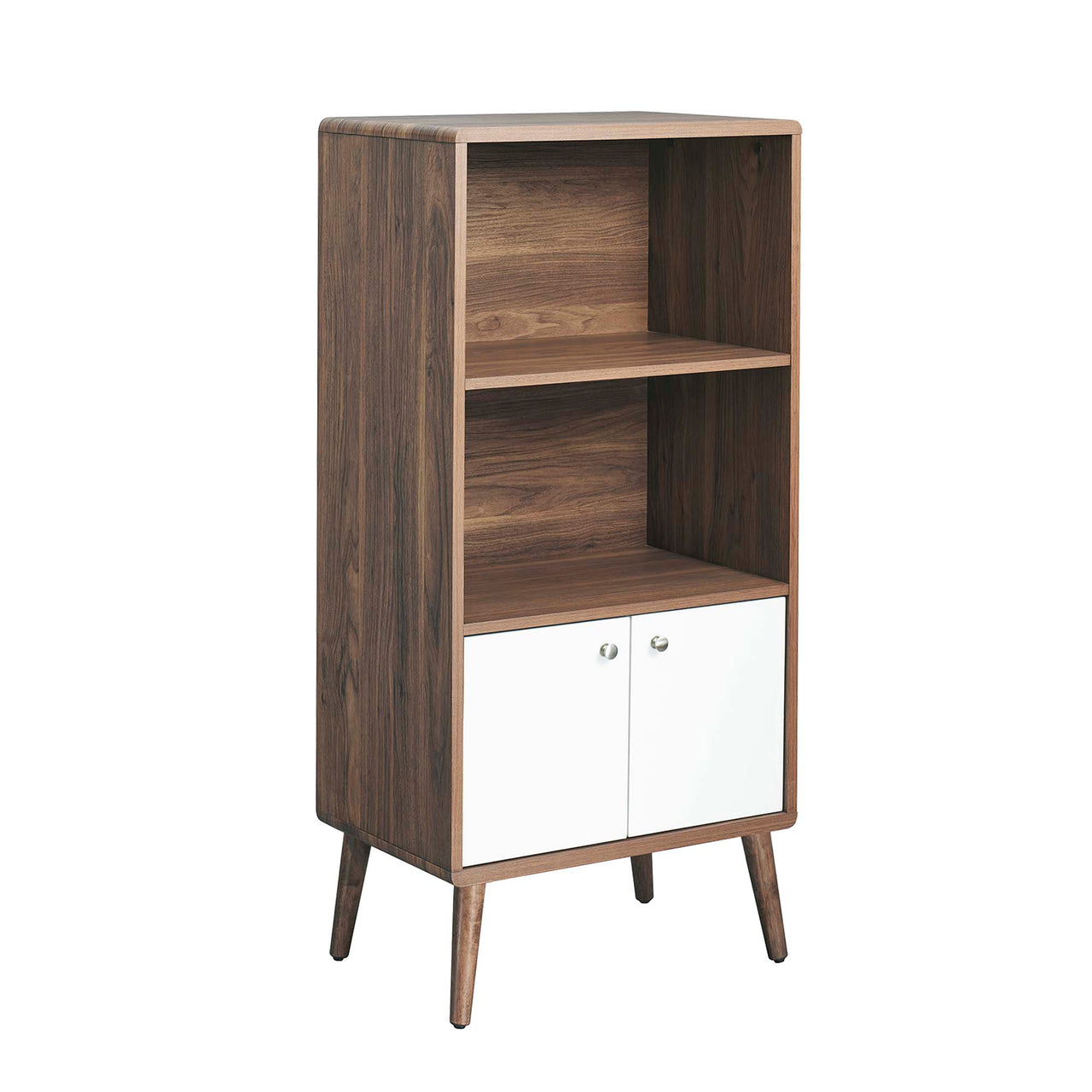 Erisen Display Cabinet Bookshelf, Walnut & White