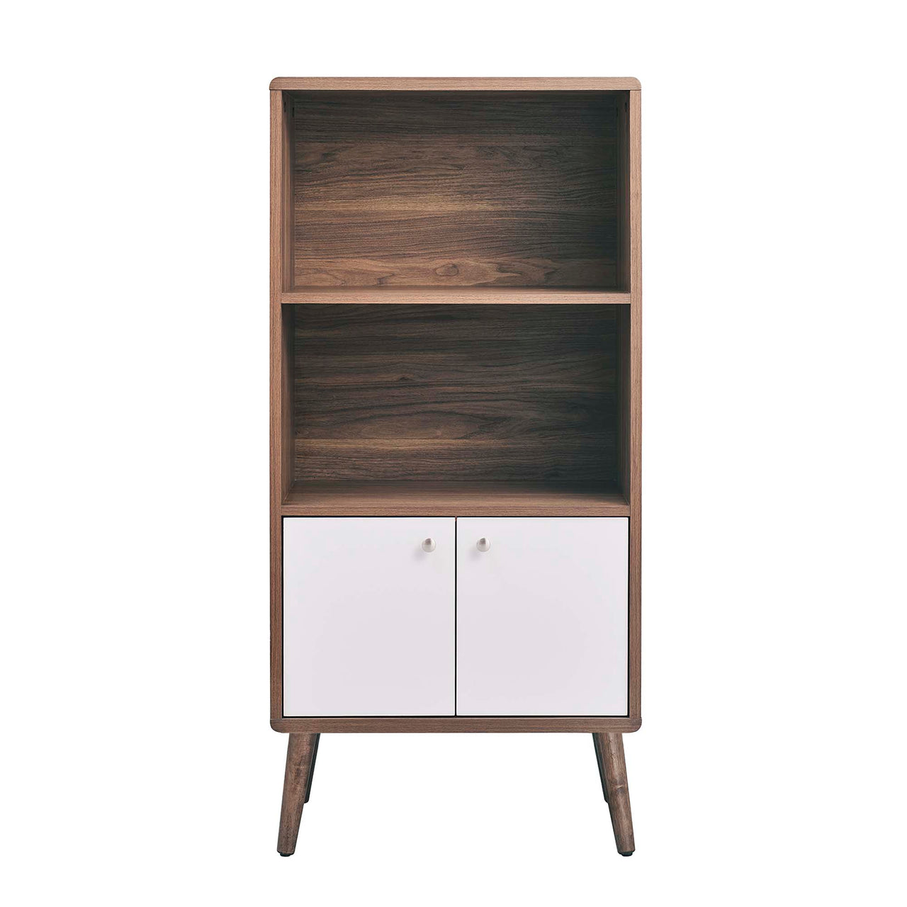 Erisen Display Cabinet Bookshelf, Walnut & White