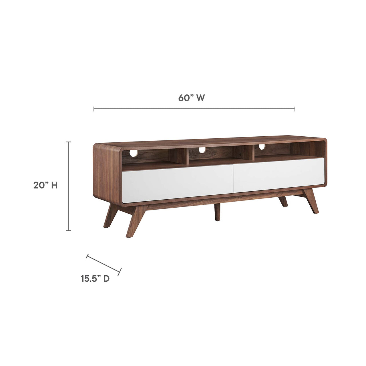 Erisen TV Stand, Medium, Walnut & White