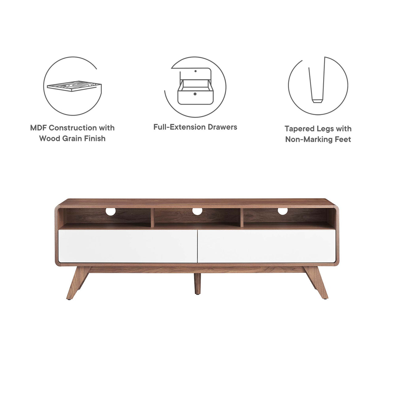 Erisen TV Stand, Medium, Walnut & White