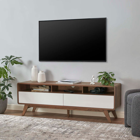 Erisen TV Stand, Medium, Walnut & White