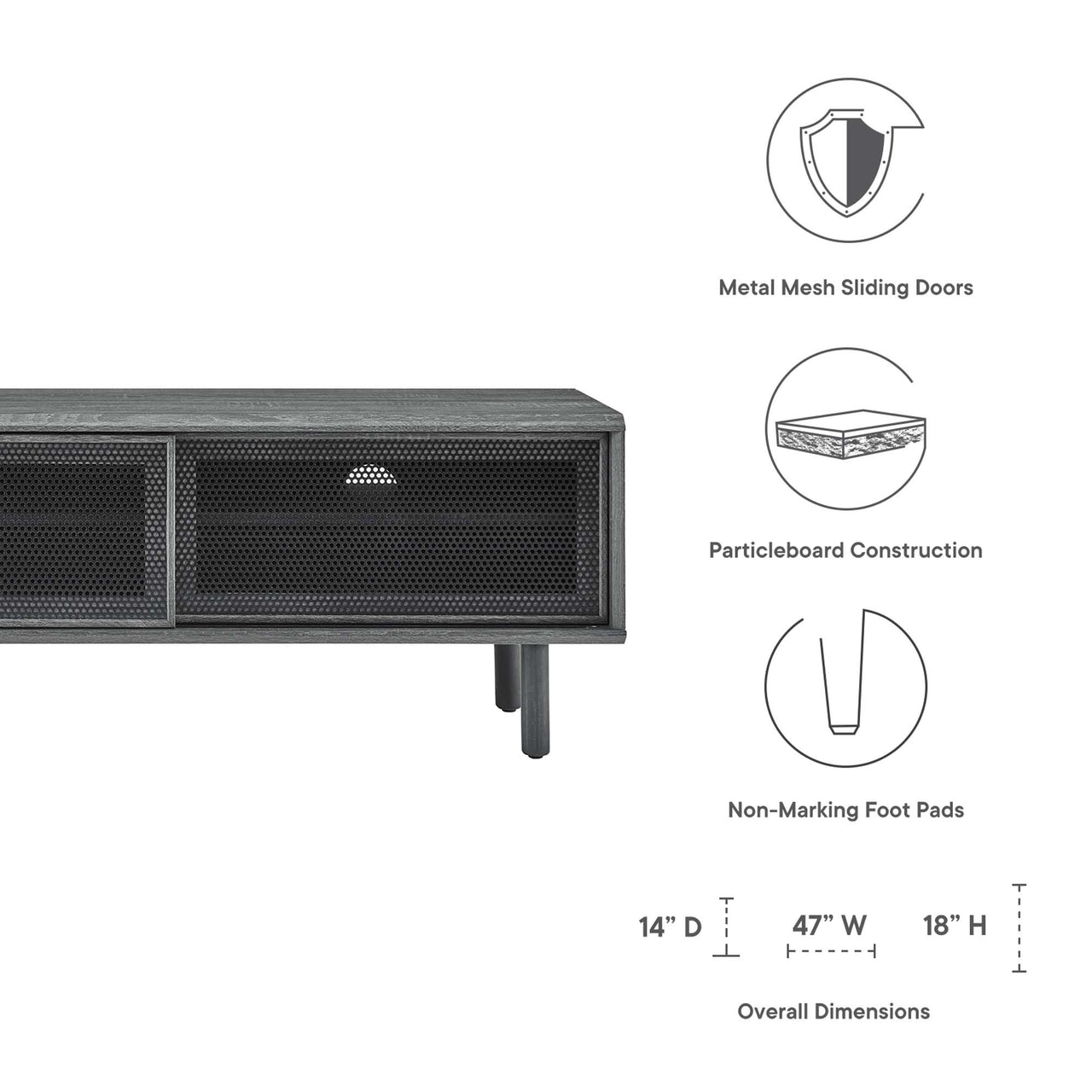 Cortina TV Stand, Small, Charcoal
