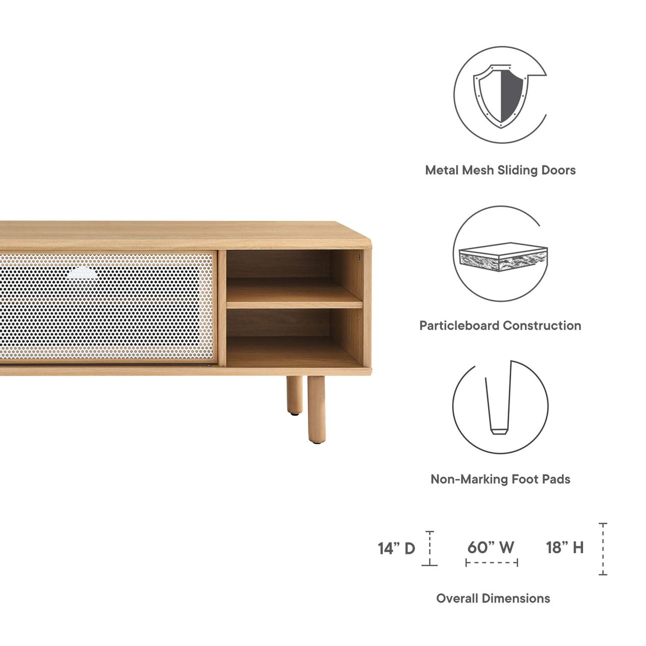Cortina TV Stand, Medium, Oak