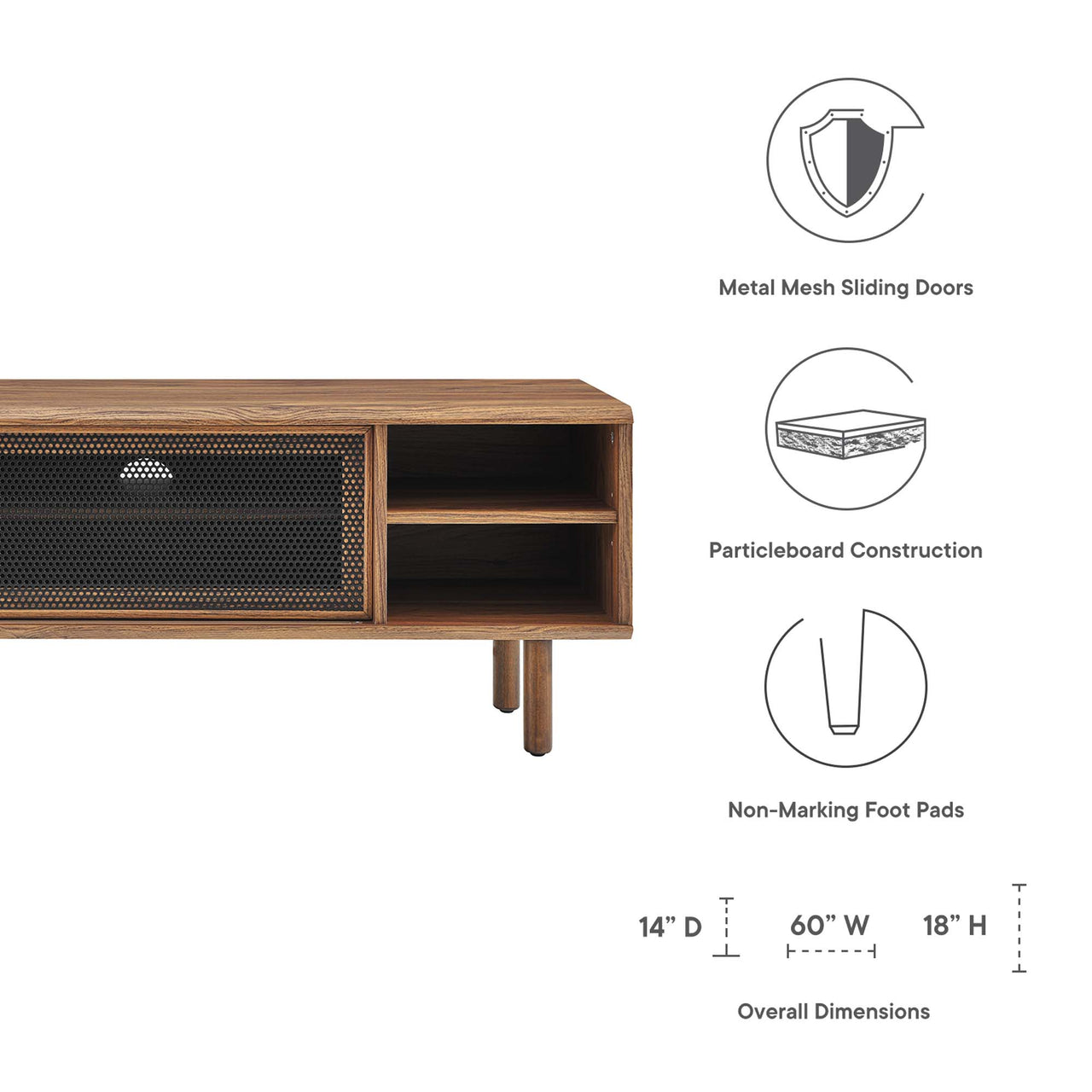 Cortina TV Stand, Medium, Walnut