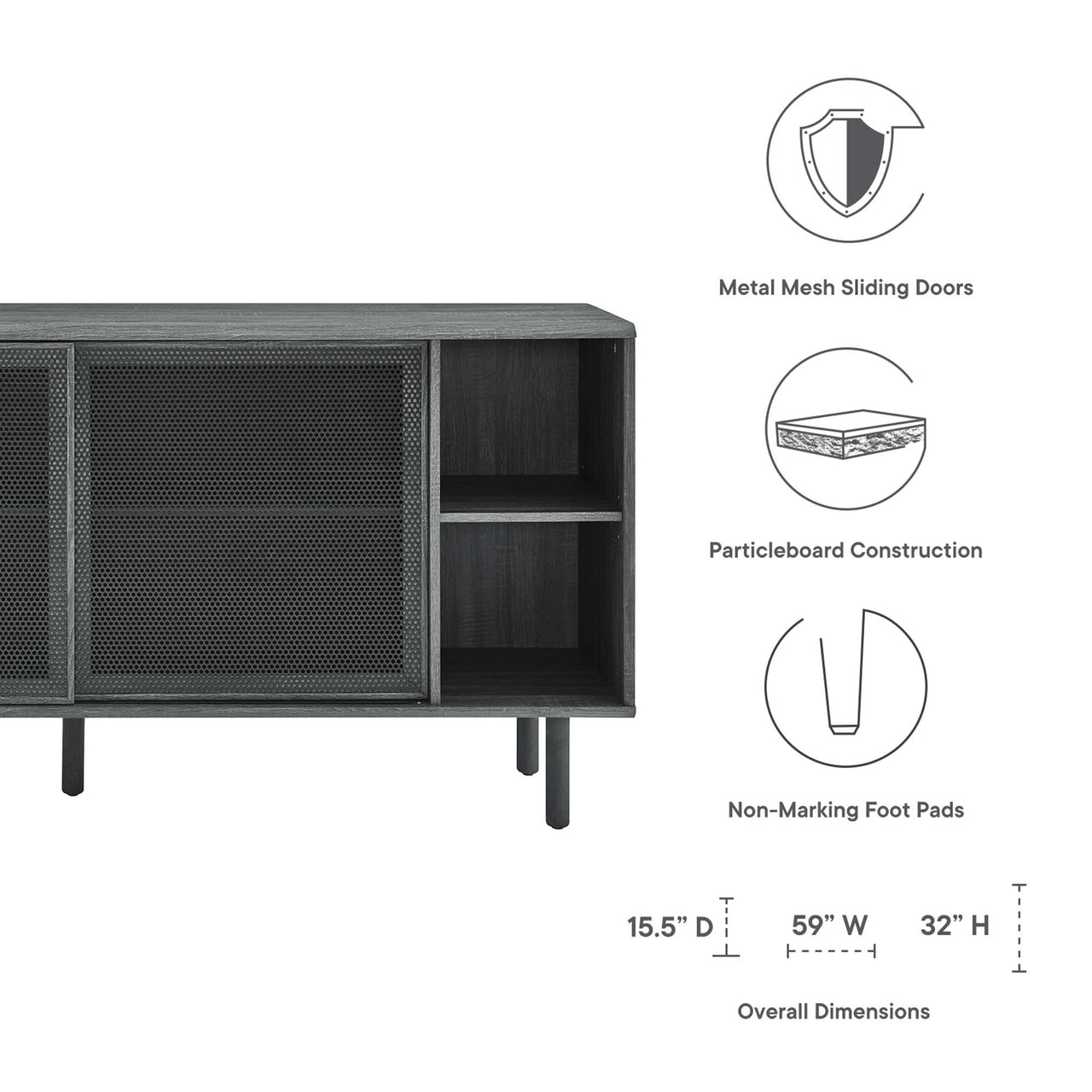 Cortina Sideboard, Charcoal
