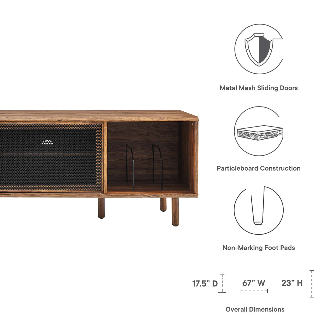 Cortina TV and Vinyl Stand, Large, Walnut