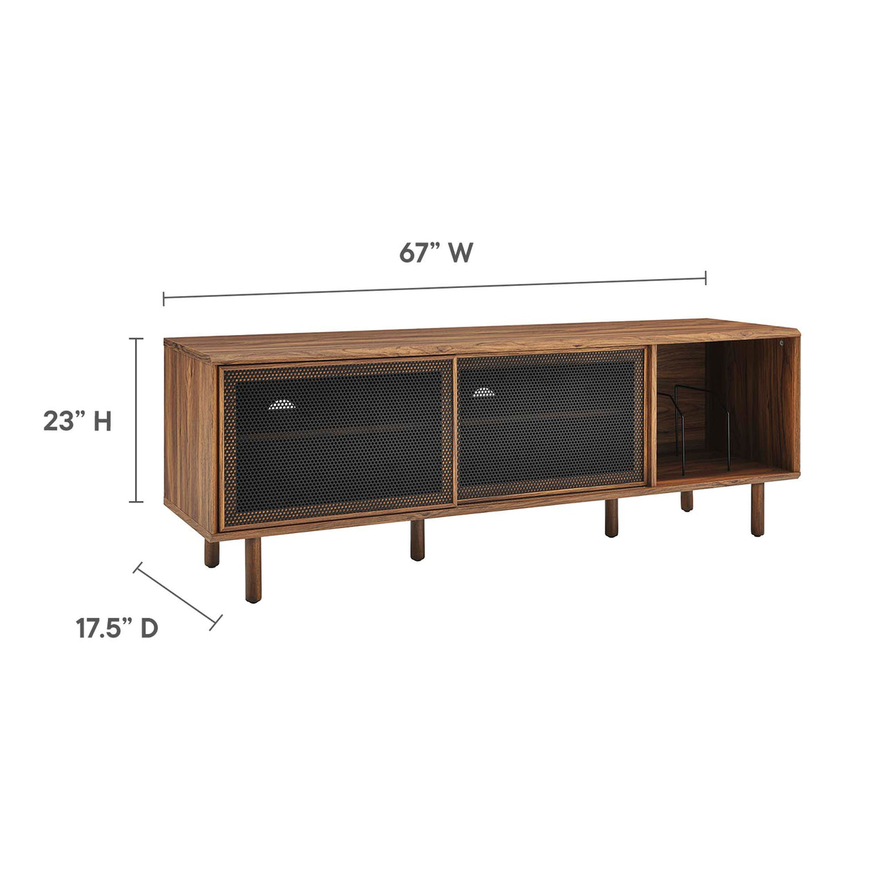 Cortina TV and Vinyl Stand, Large, Walnut