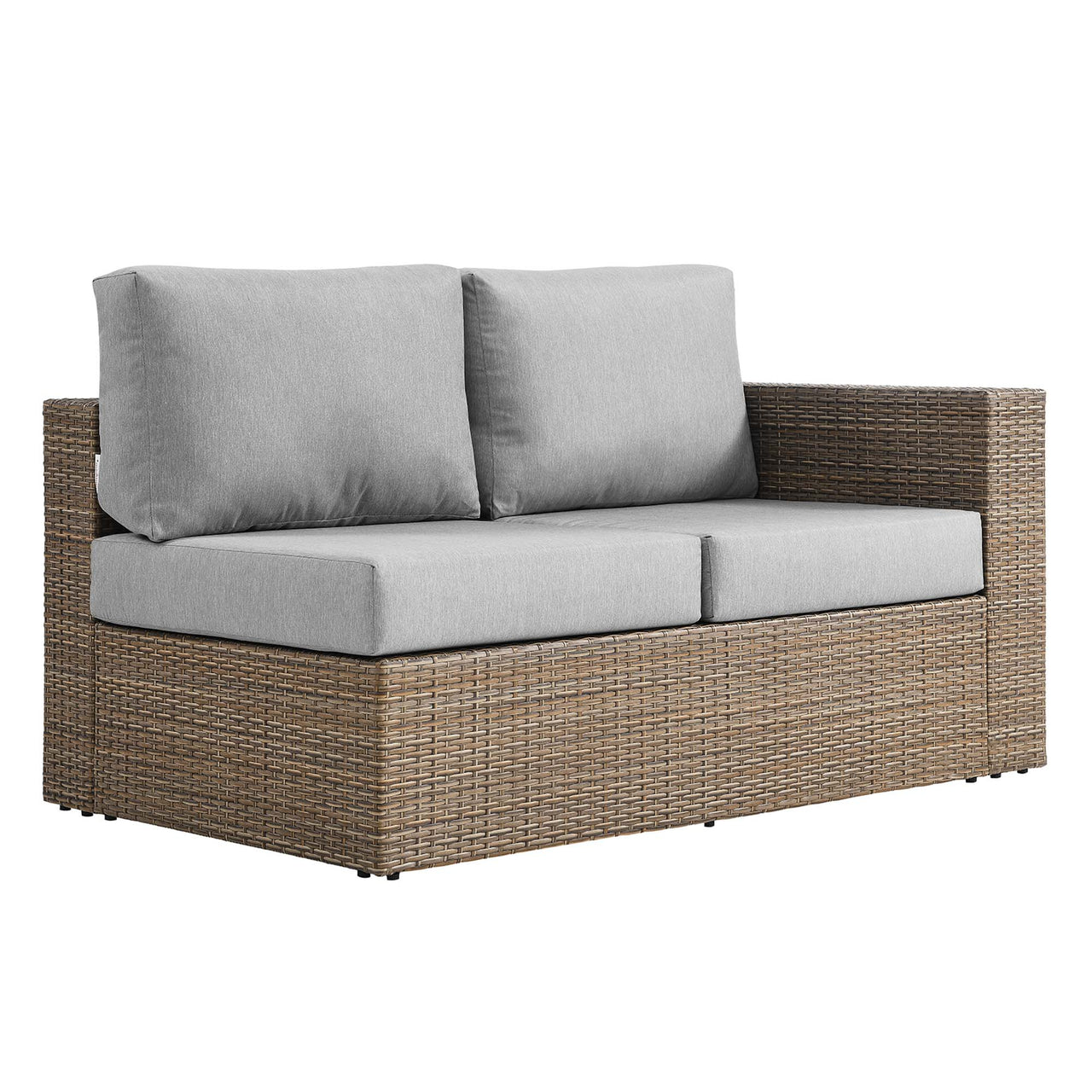 Conversation Alfresco Right-Arm Loveseat | Outdoor Modular Sectional Component, Cappuccino & Gray