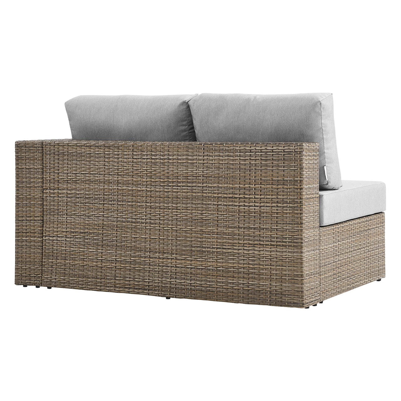 Conversation Alfresco Right-Arm Loveseat | Outdoor Modular Sectional Component, Cappuccino & Gray