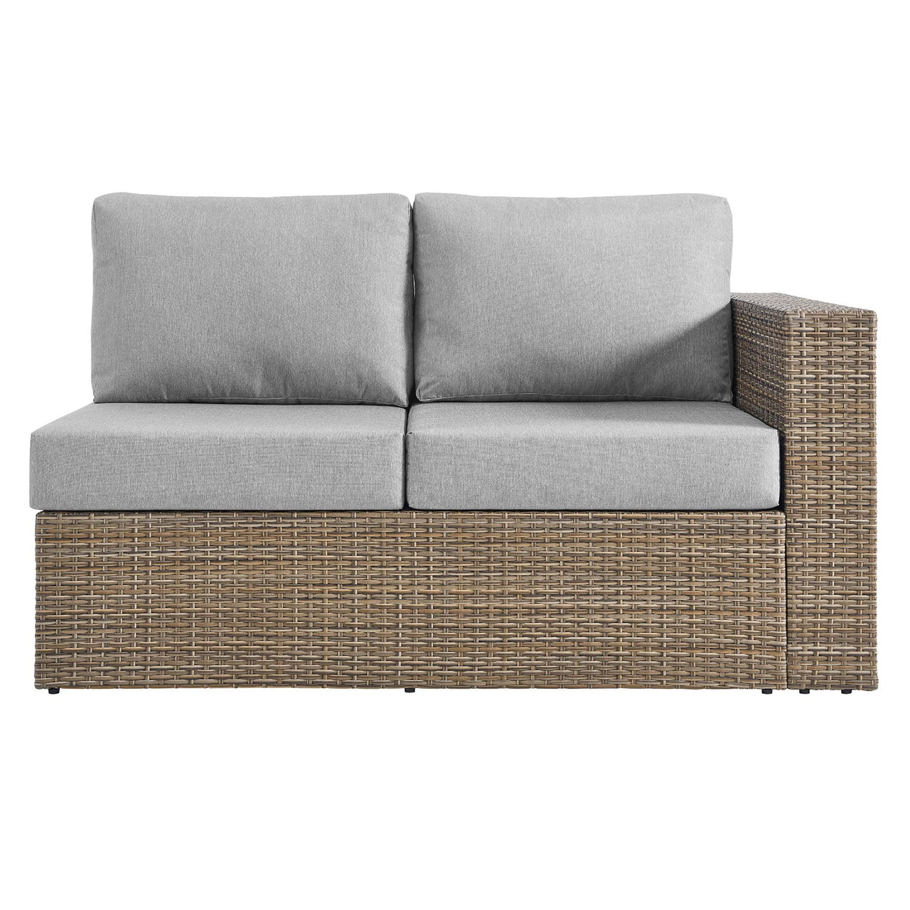 Conversation Alfresco Right-Arm Loveseat | Outdoor Modular Sectional Component, Cappuccino & Gray