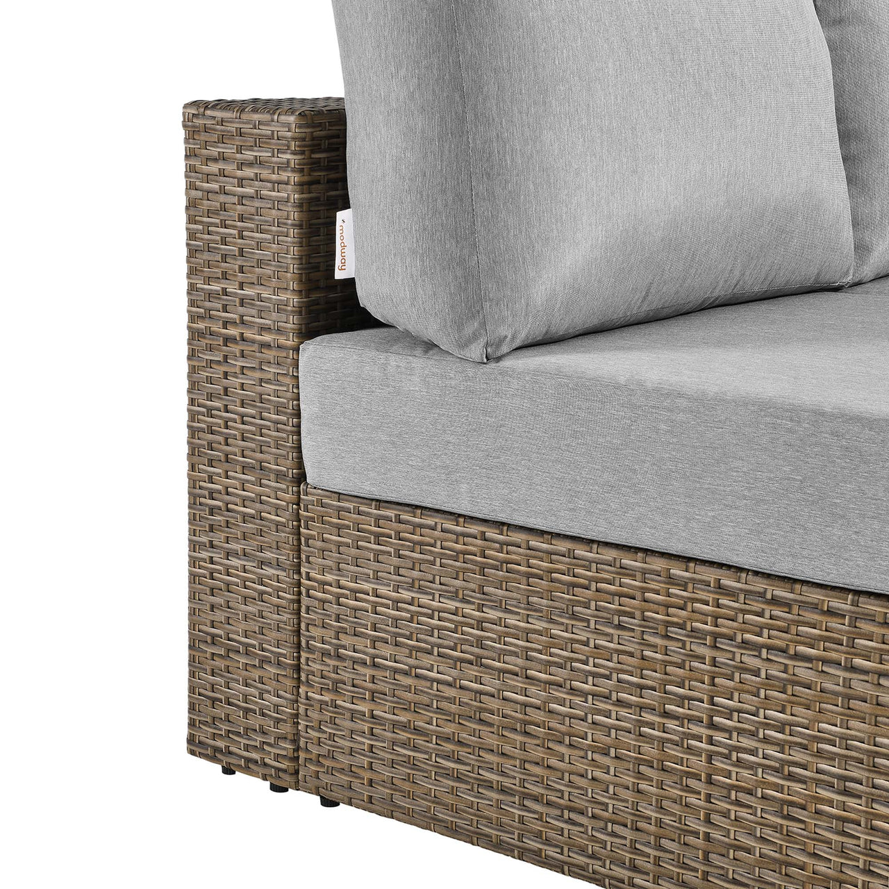 Conversation Alfresco Right-Arm Loveseat | Outdoor Modular Sectional Component, Cappuccino & Gray