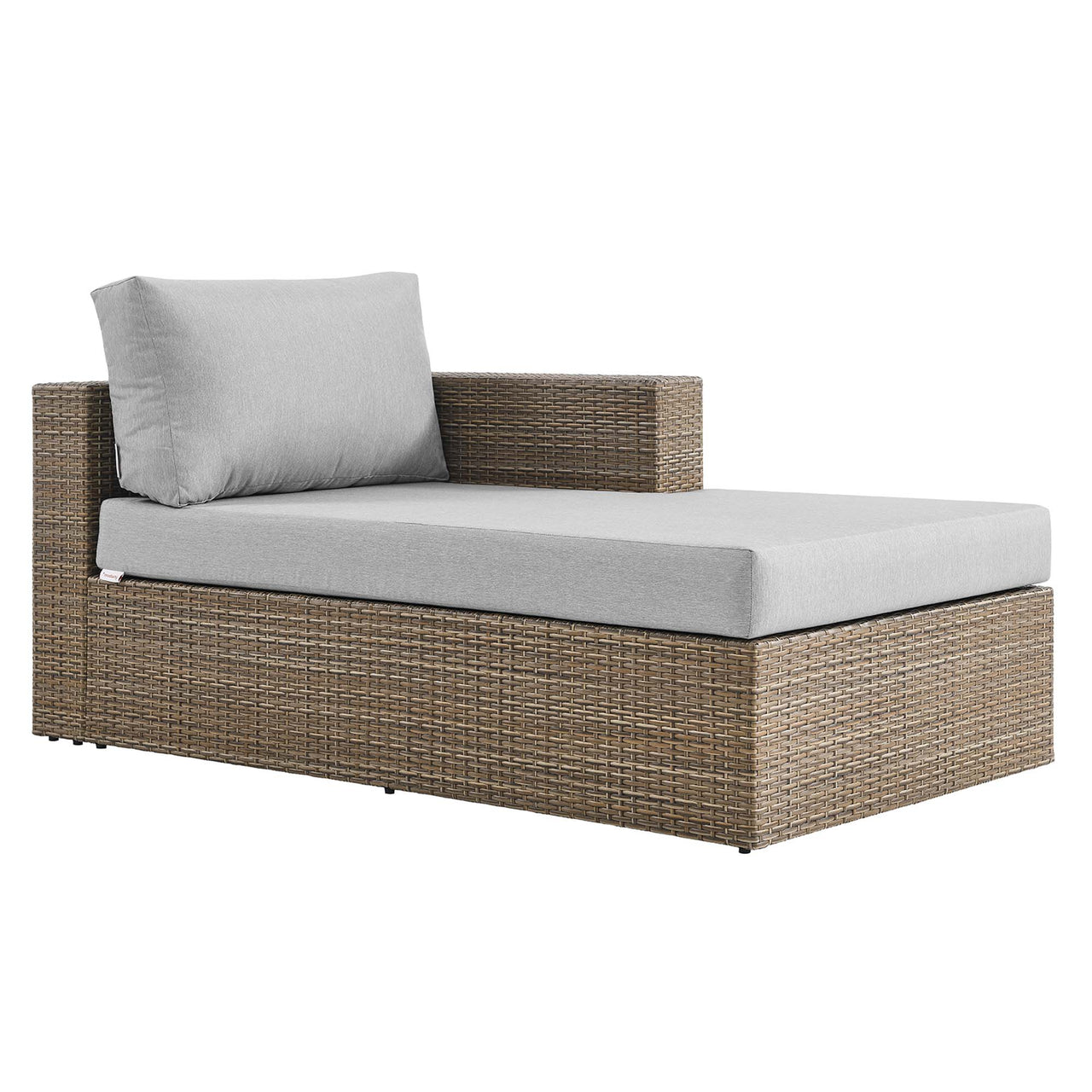 Conversation Alfresco Right-Arm Chaise | Outdoor Modular Sectional Component, Cappuccino & Gray