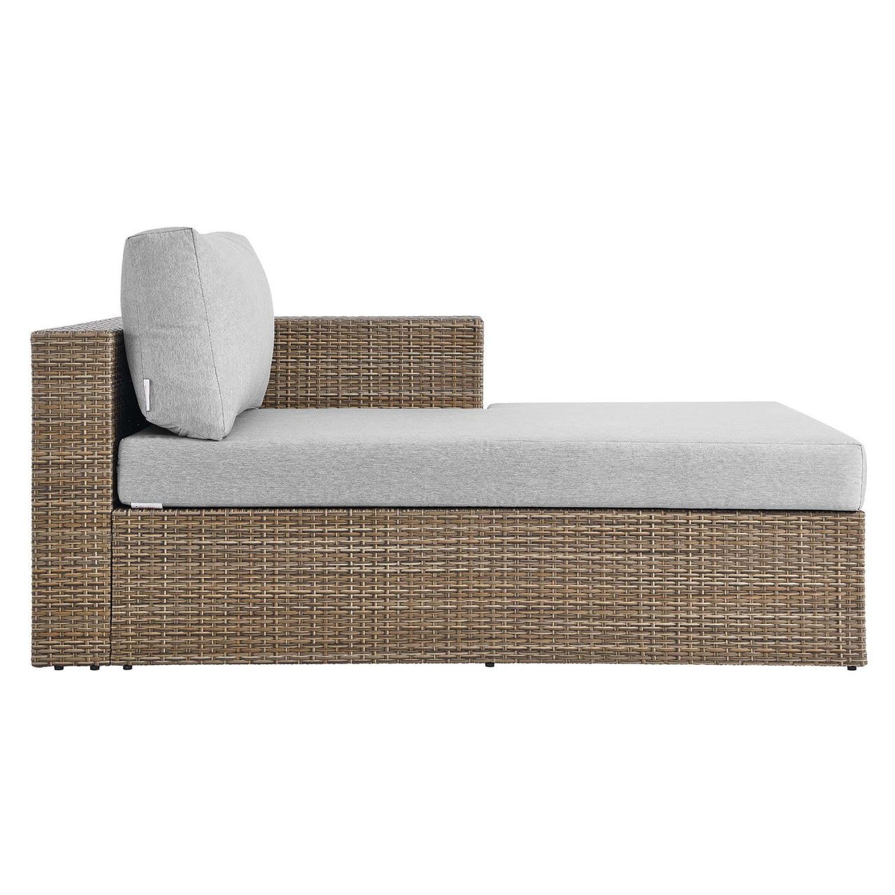 Conversation Alfresco Right-Arm Chaise | Outdoor Modular Sectional Component, Cappuccino & Gray