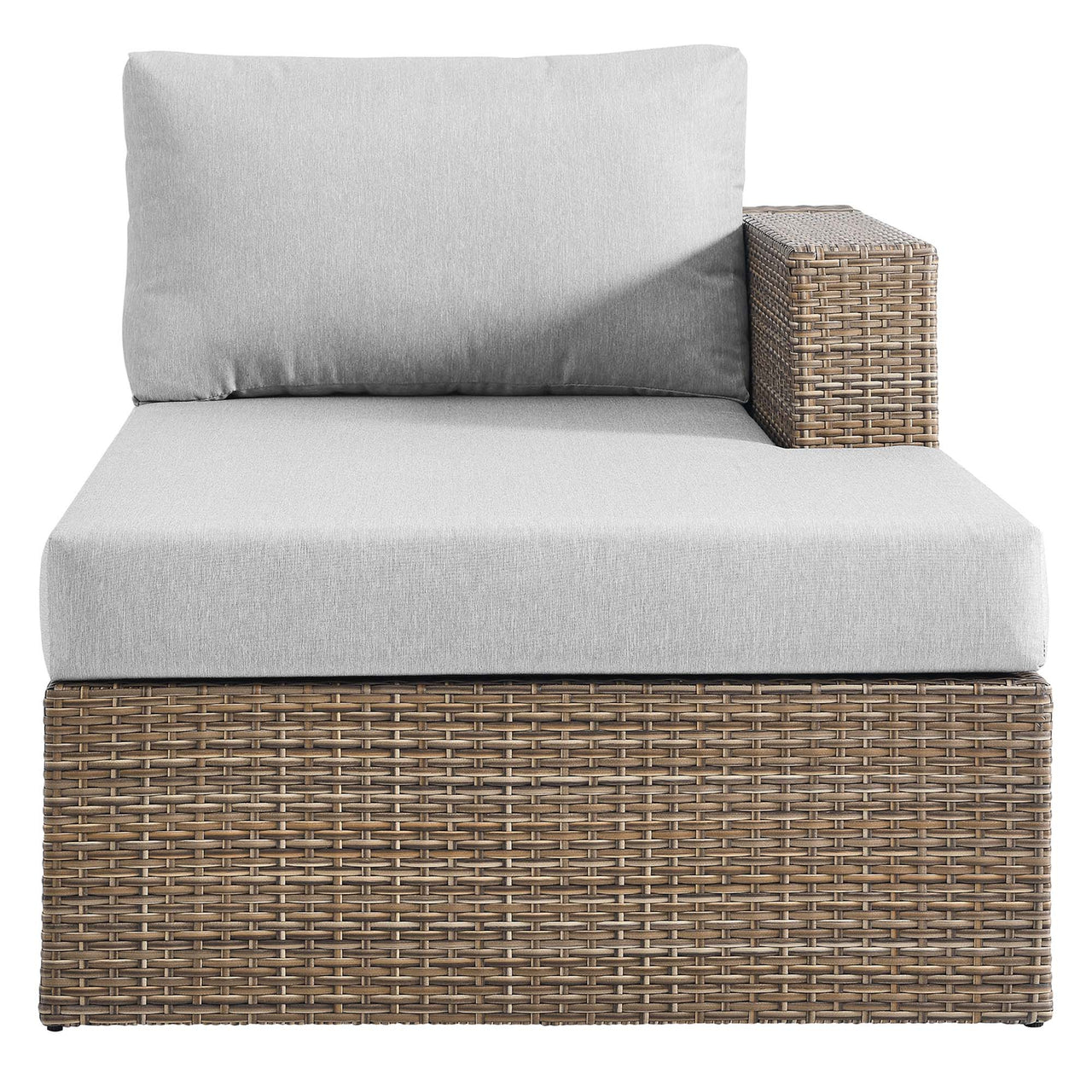 Conversation Alfresco Right-Arm Chaise | Outdoor Modular Sectional Component, Cappuccino & Gray