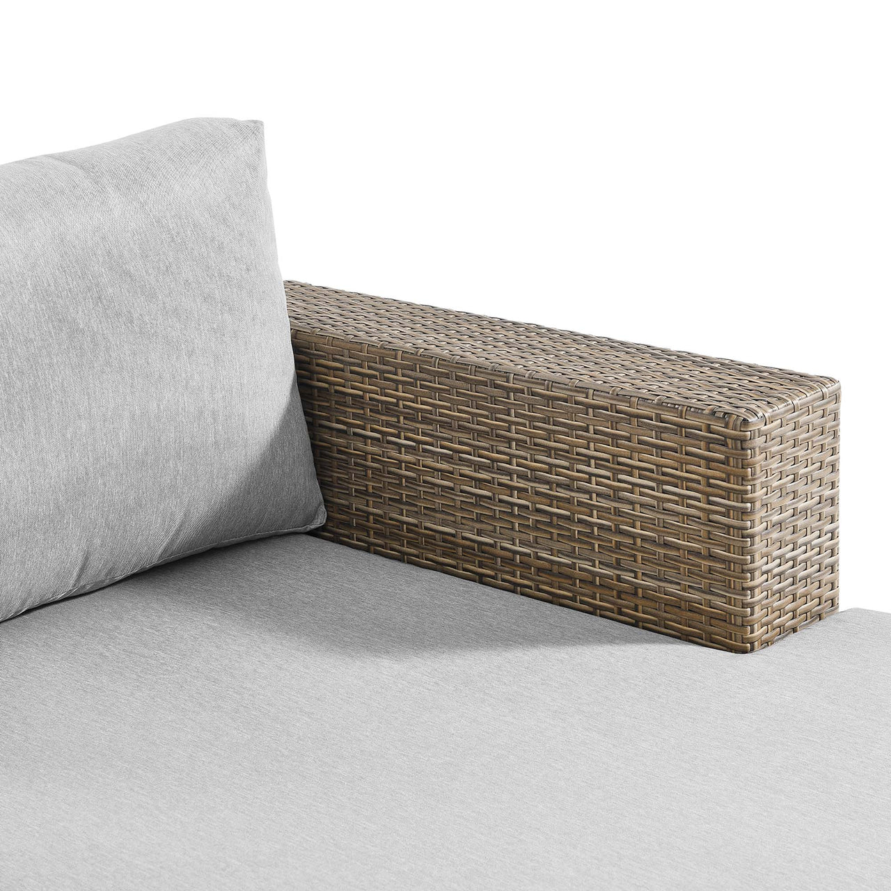 Conversation Alfresco Right-Arm Chaise | Outdoor Modular Sectional Component, Cappuccino & Gray