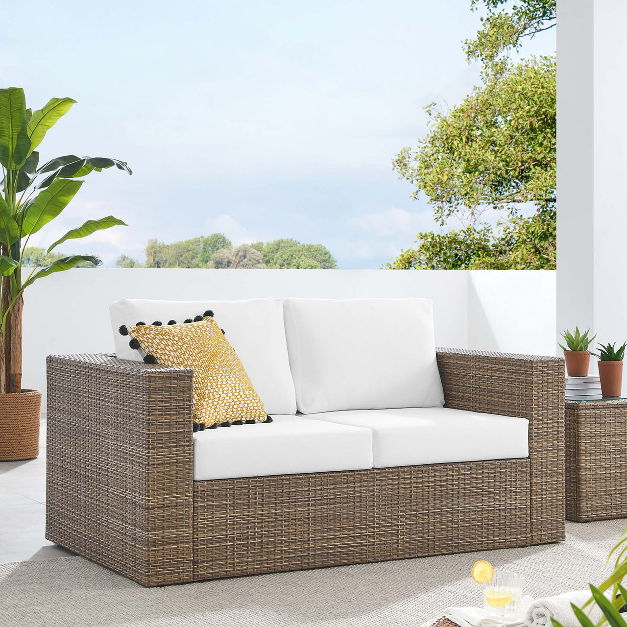 Conversation Alfresco Loveseat, Cappuccino & White