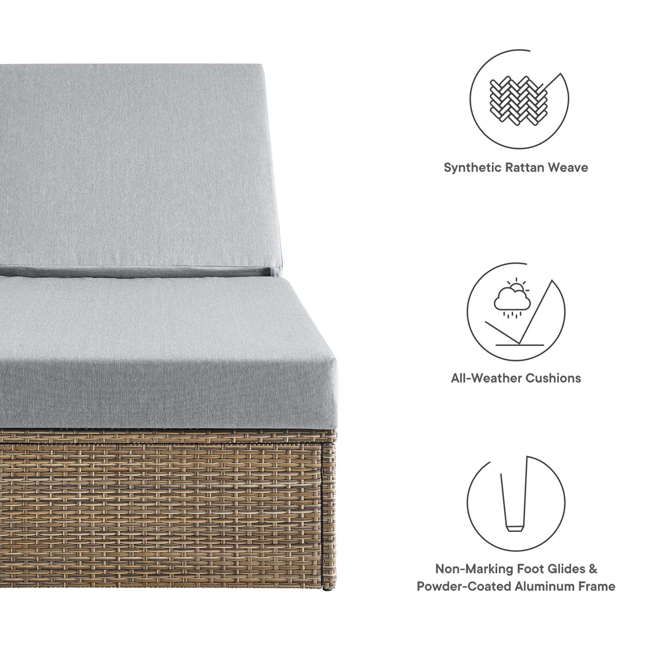 Conversation Alfresco Chaise Lounge Chair, Cappuccino & Gray