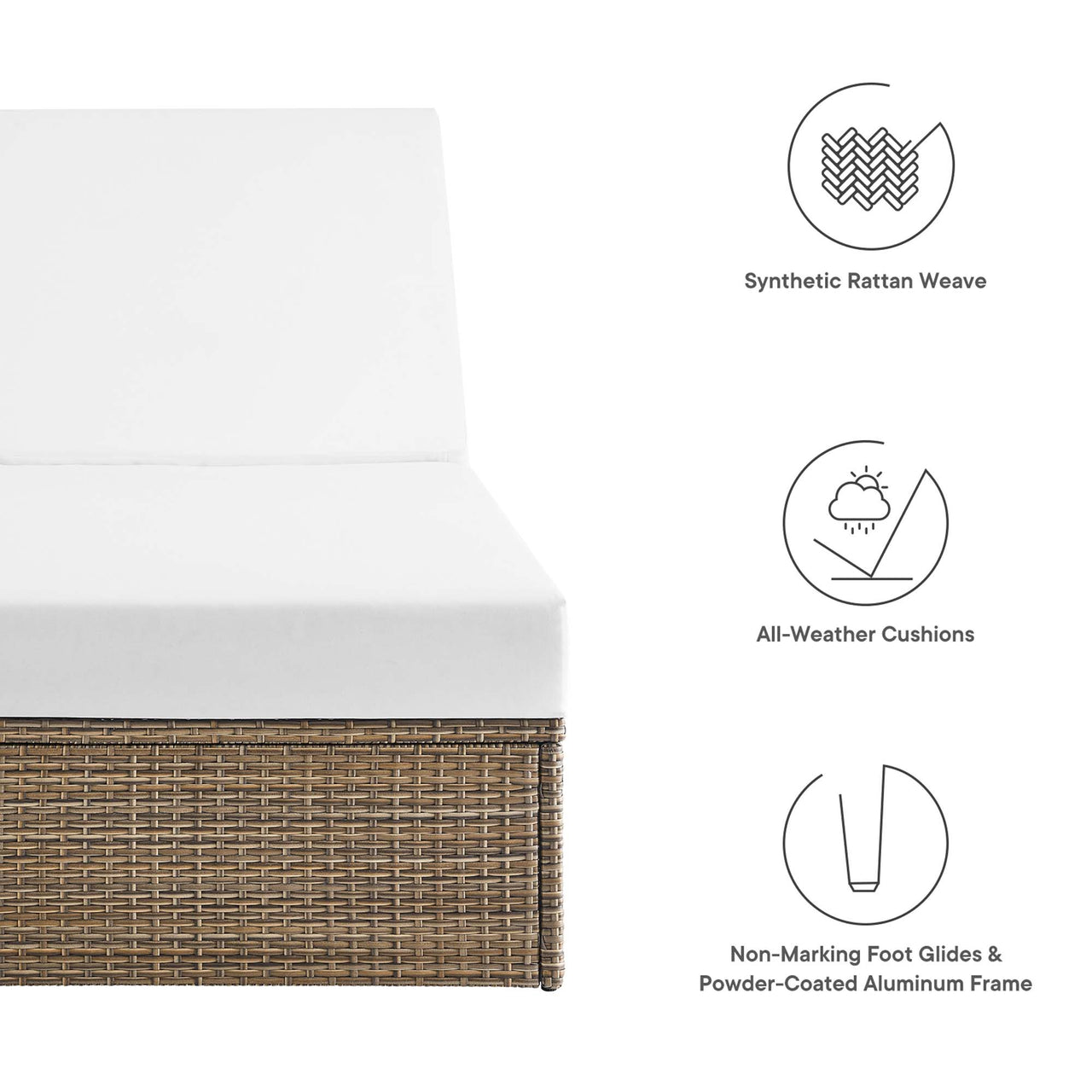 Conversation Alfresco Chaise Lounge Chair, Cappuccino & White