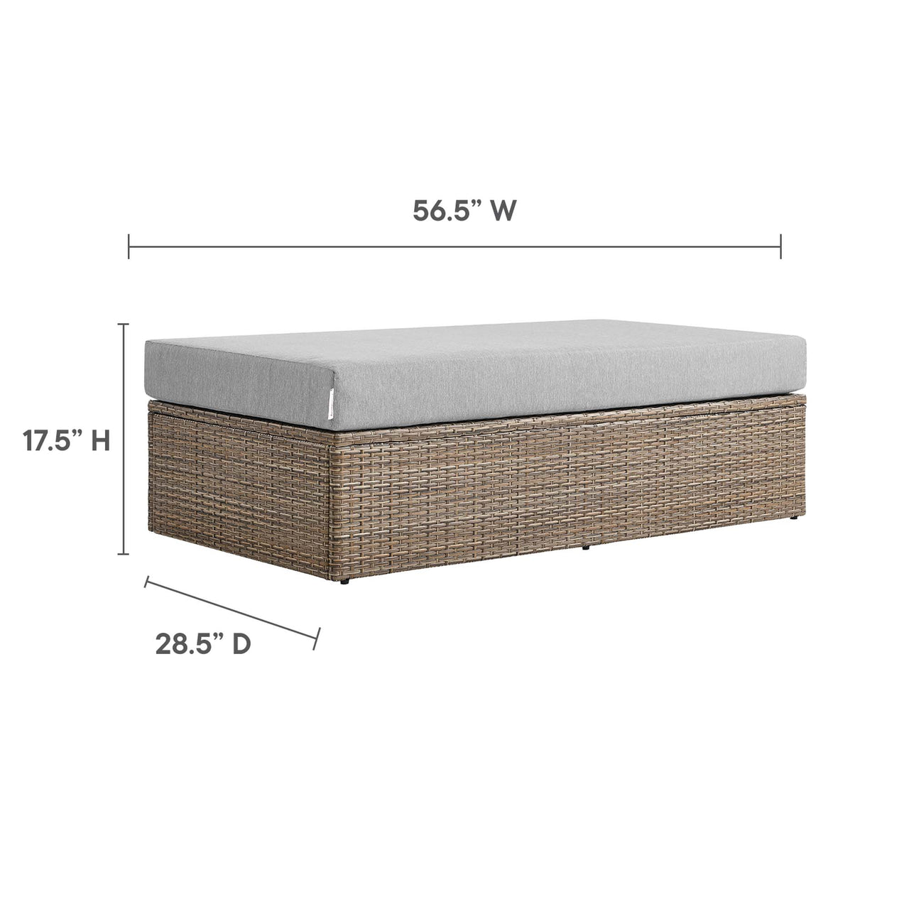 Conversation Alfresco Rectangle Ottoman, Cappuccino & Gray
