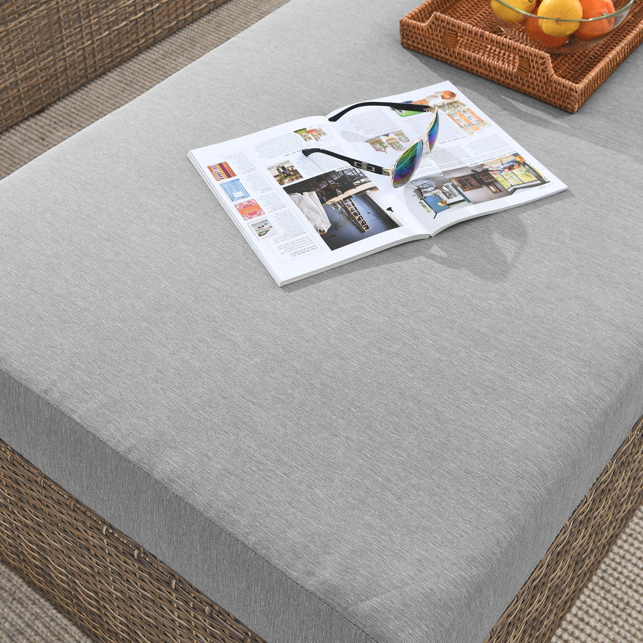 Conversation Alfresco Rectangle Ottoman, Cappuccino & Gray