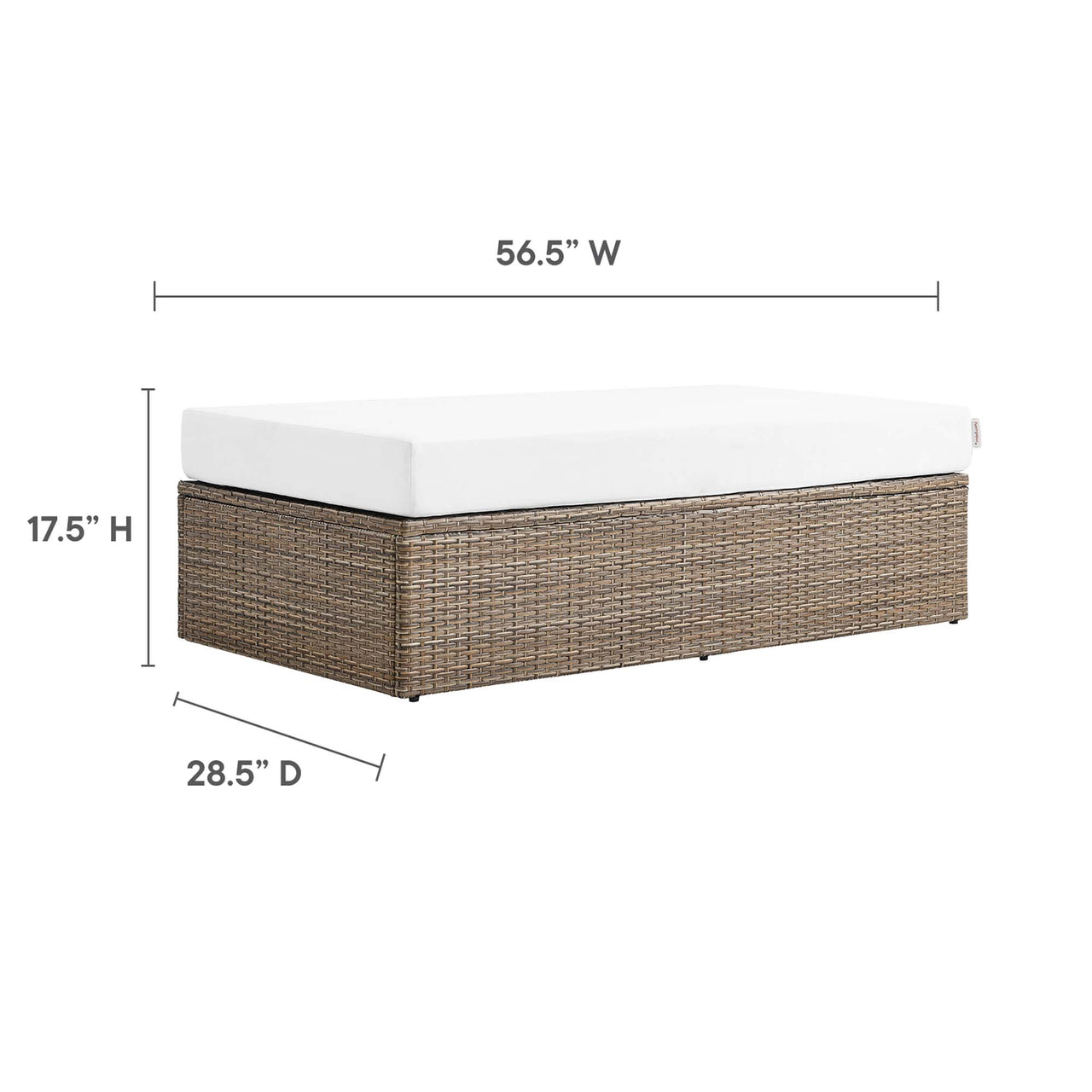 Conversation Alfresco Rectangle Ottoman, Cappuccino & White