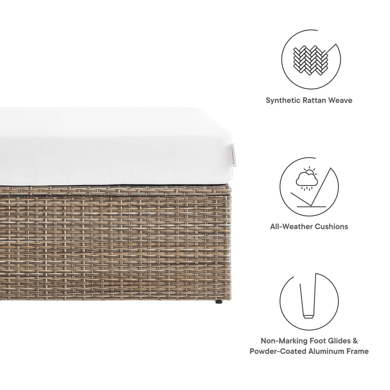 Conversation Alfresco Rectangle Ottoman, Cappuccino & White