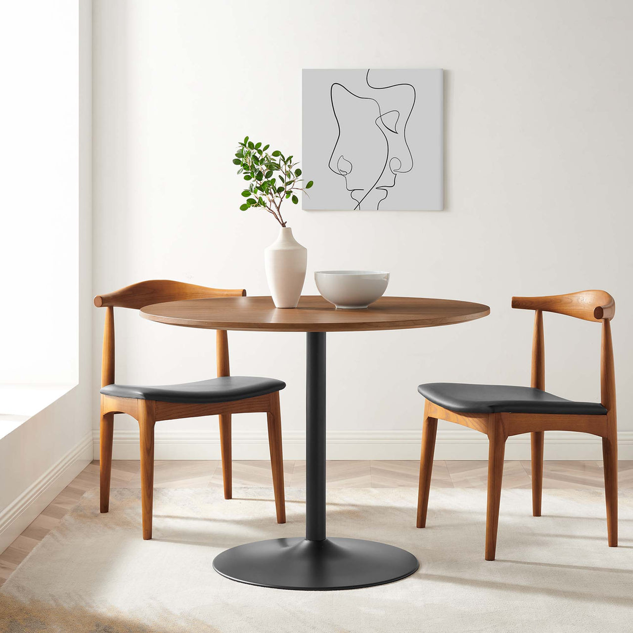 Mesa Dining Table, Black & Brown