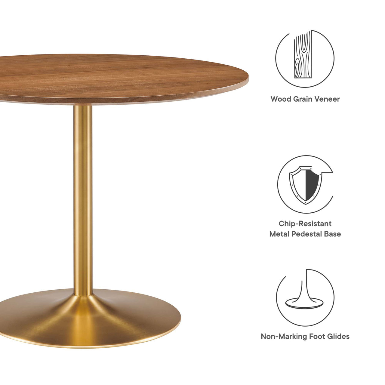 Mesa Dining Table, Gold & Brown