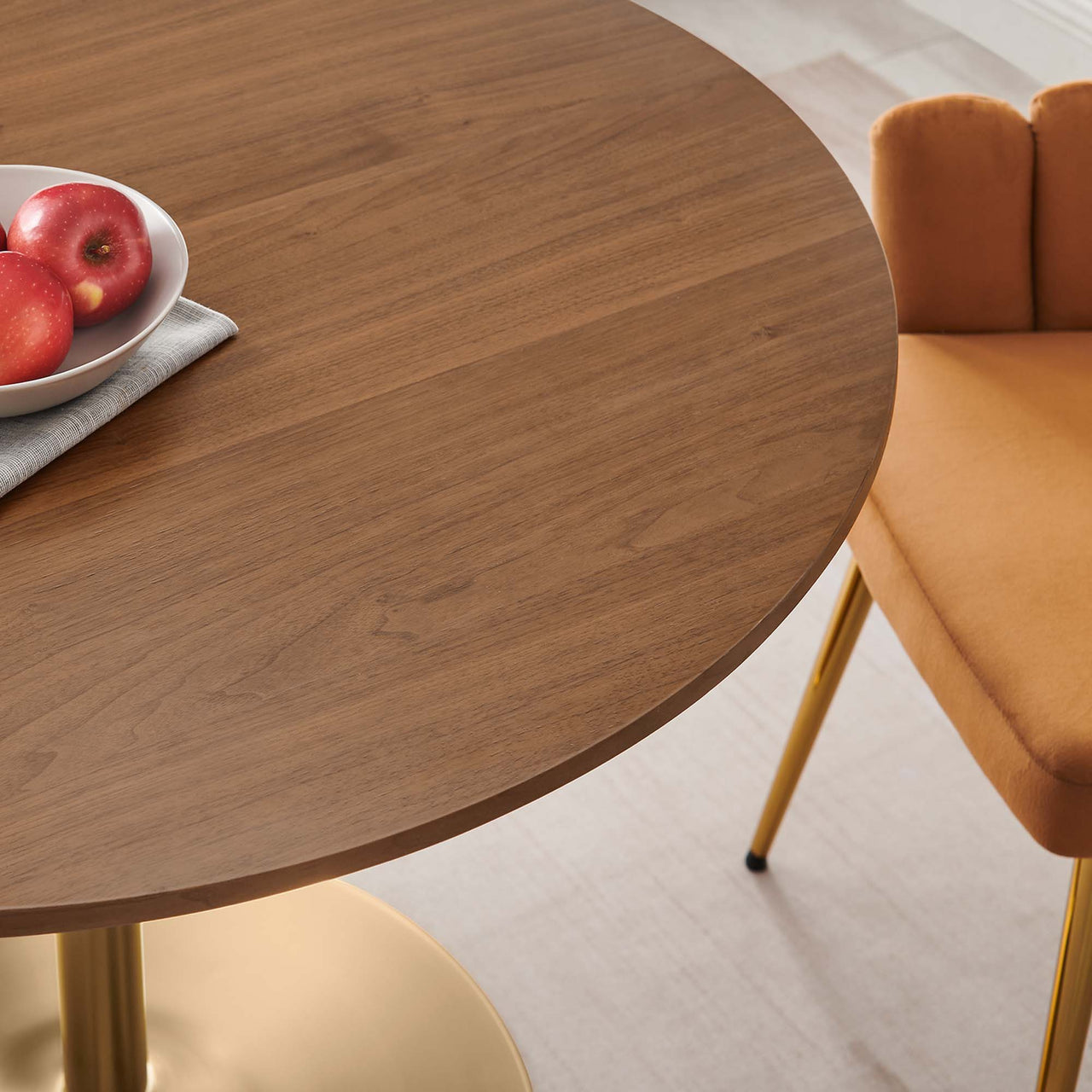 Mesa Dining Table, Gold & Brown
