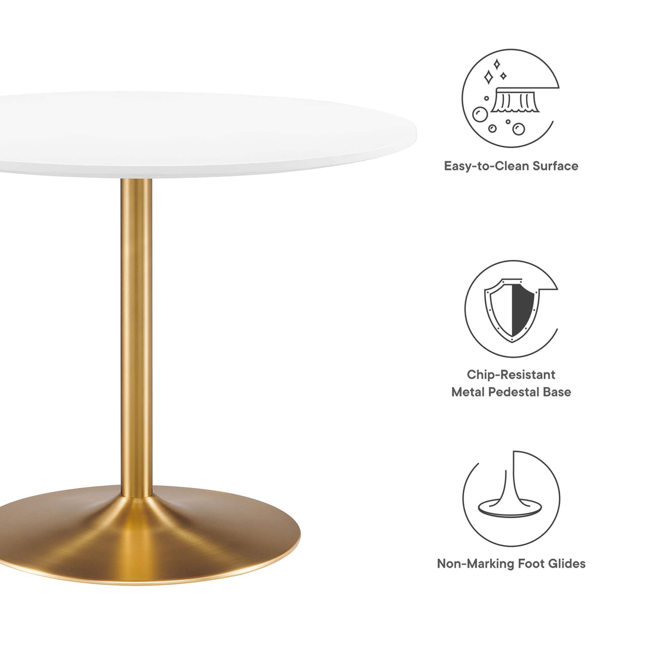 Mesa Dining Table, Gold & White
