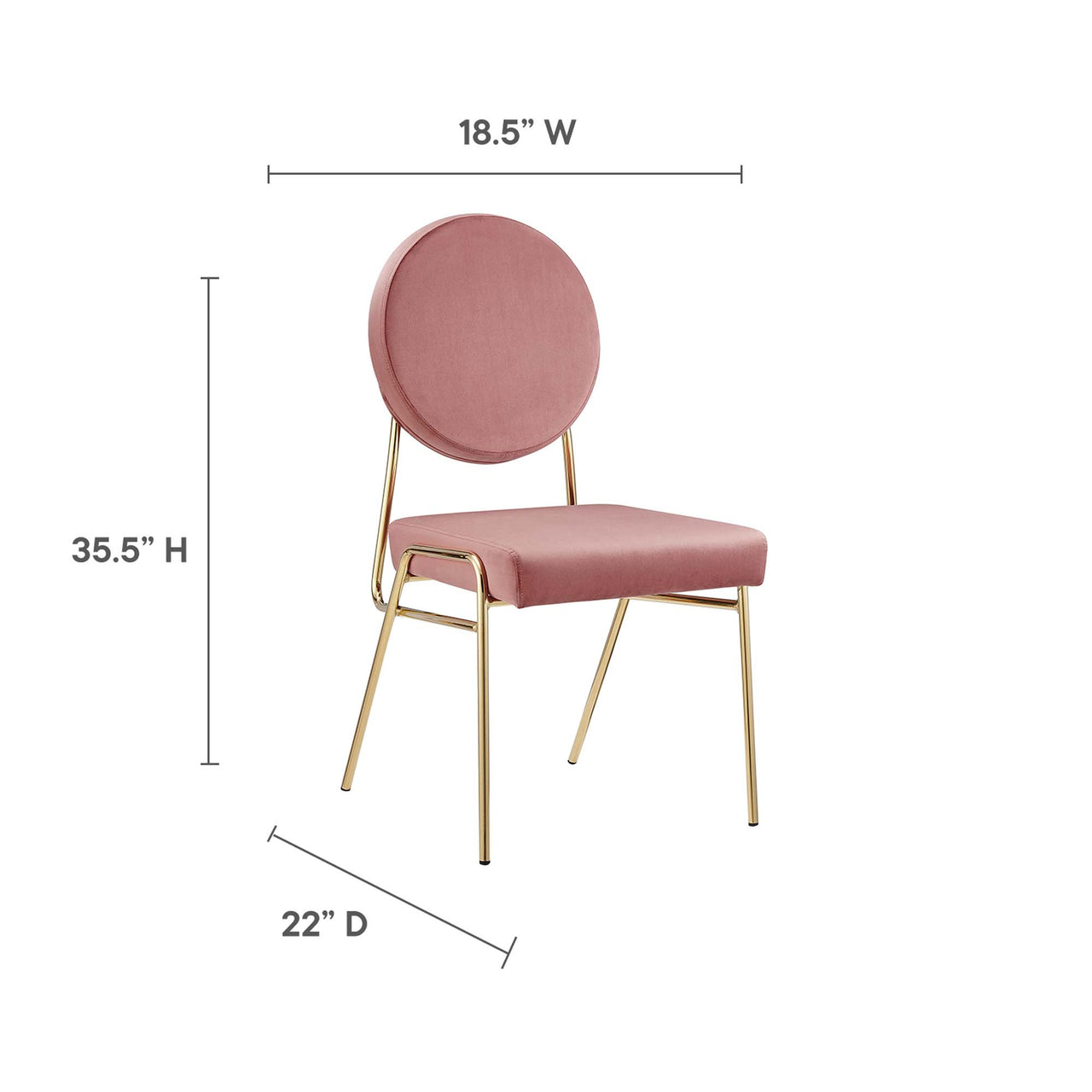 Cressa Luxe Velvet Side Chair, Gold & Dusty Rose