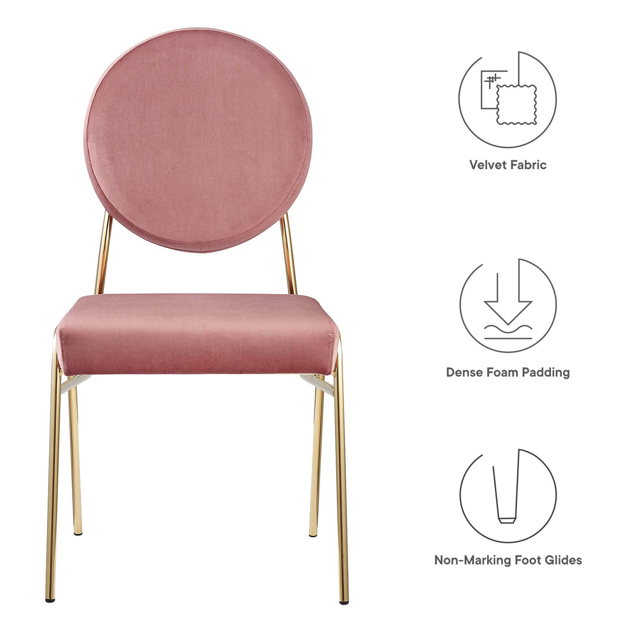 Cressa Luxe Velvet Side Chair, Gold & Dusty Rose