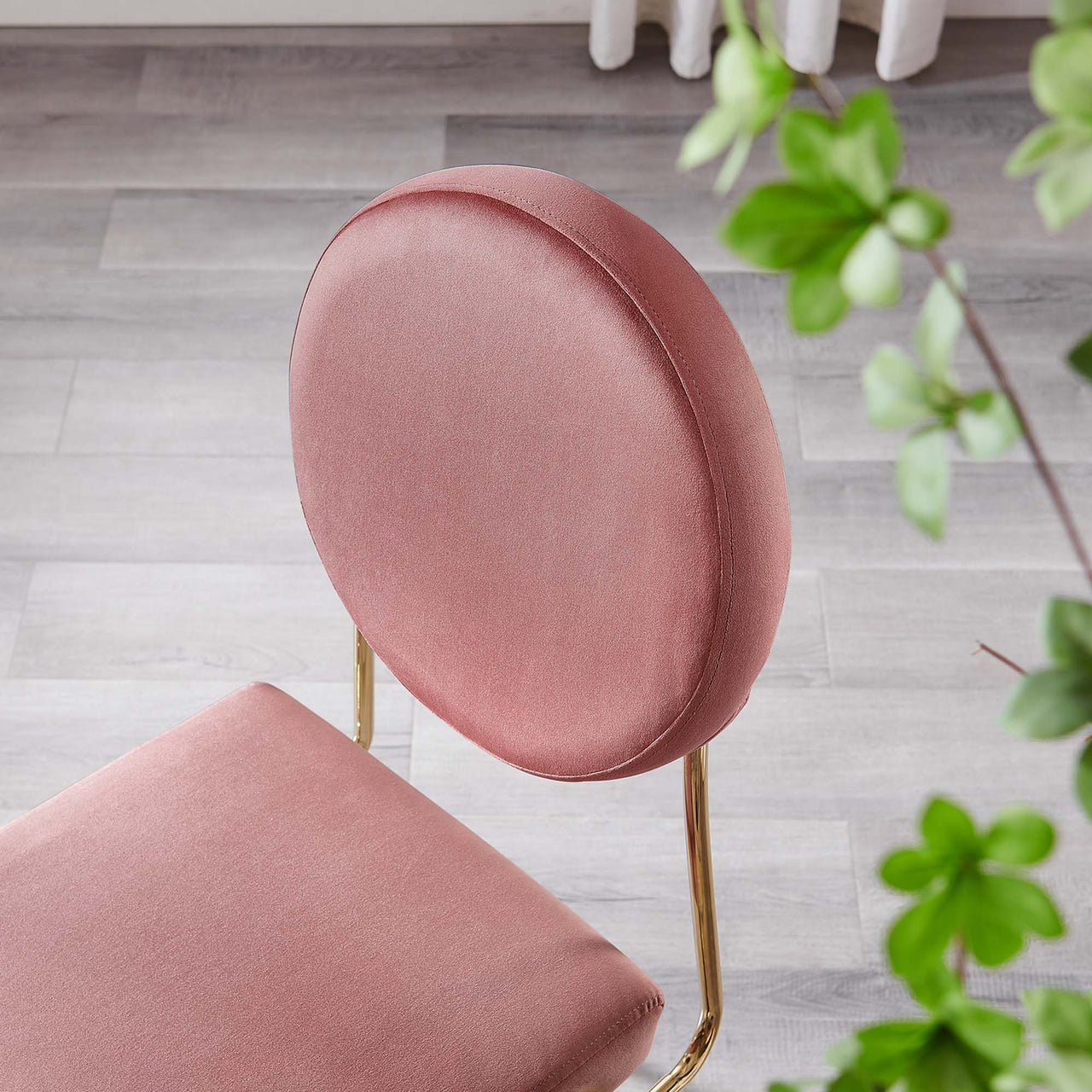 Cressa Luxe Velvet Side Chair, Gold & Dusty Rose