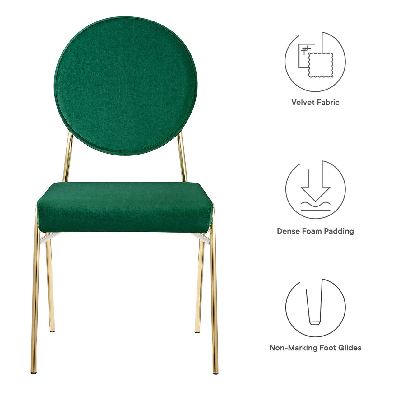 Cressa Luxe Velvet Side Chair, Gold & Green