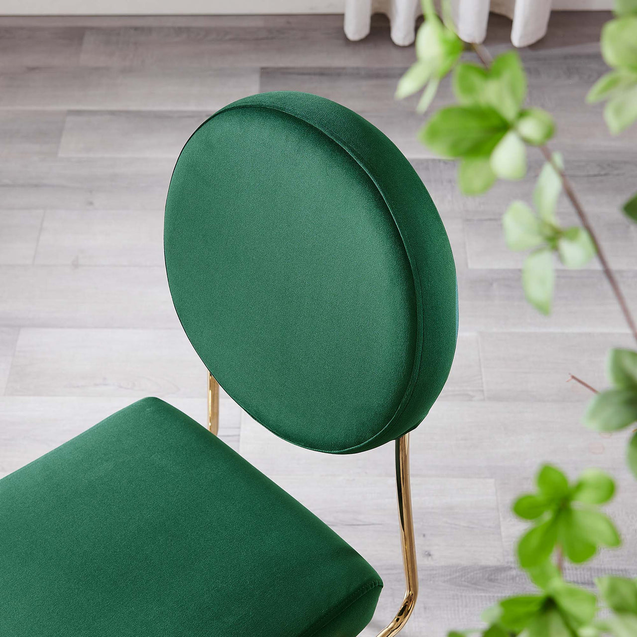Cressa Luxe Velvet Side Chair, Gold & Green
