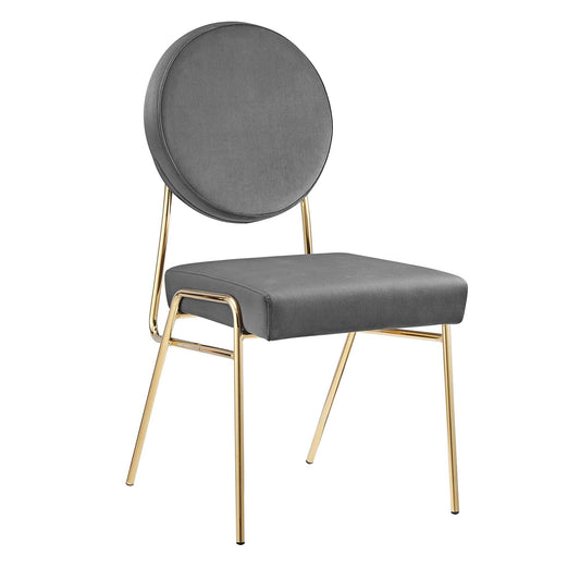 Cressa Luxe Velvet Side Chair, Gold & Gray