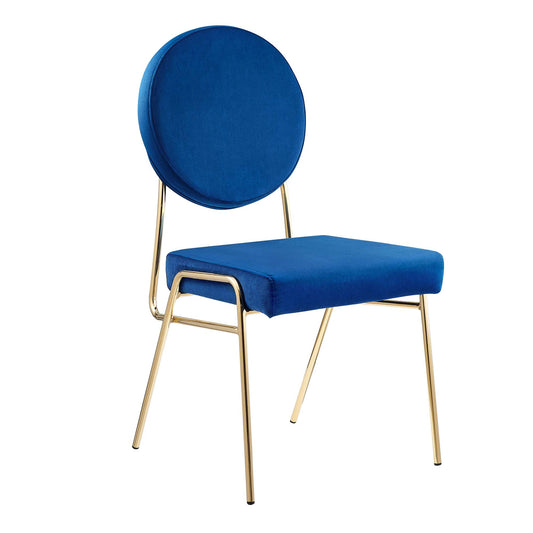 Cressa Luxe Velvet Side Chair, Gold & Navy