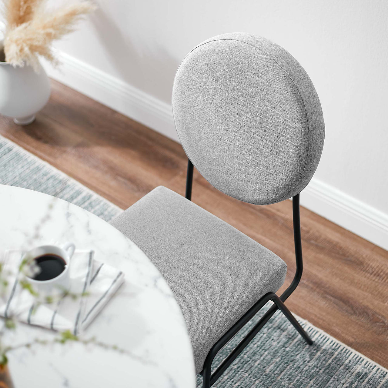 Cressa Luxe Fabric Side Chairs, Black & Light Gray