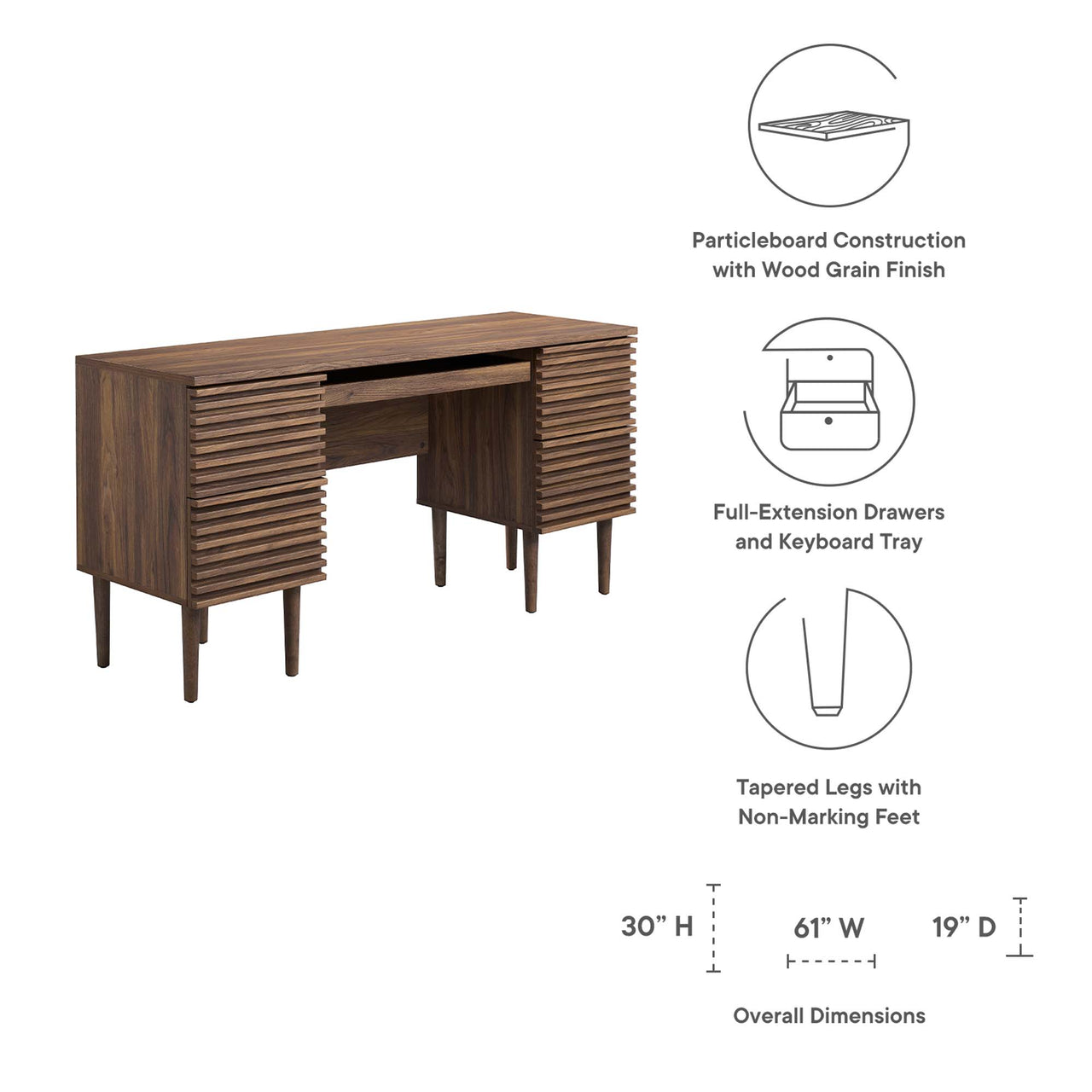 Ventra Office Desk, Walnut