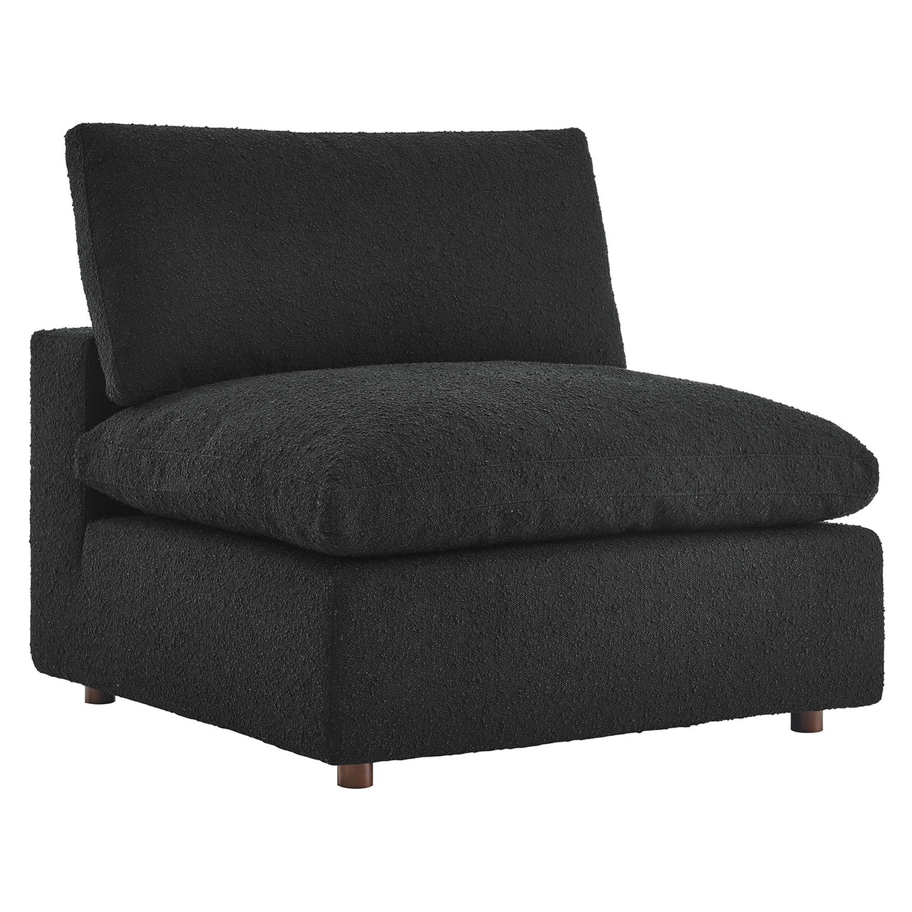 Angelic Cloudblend Boucle Armless Chair | Modular Sectional Component, Black