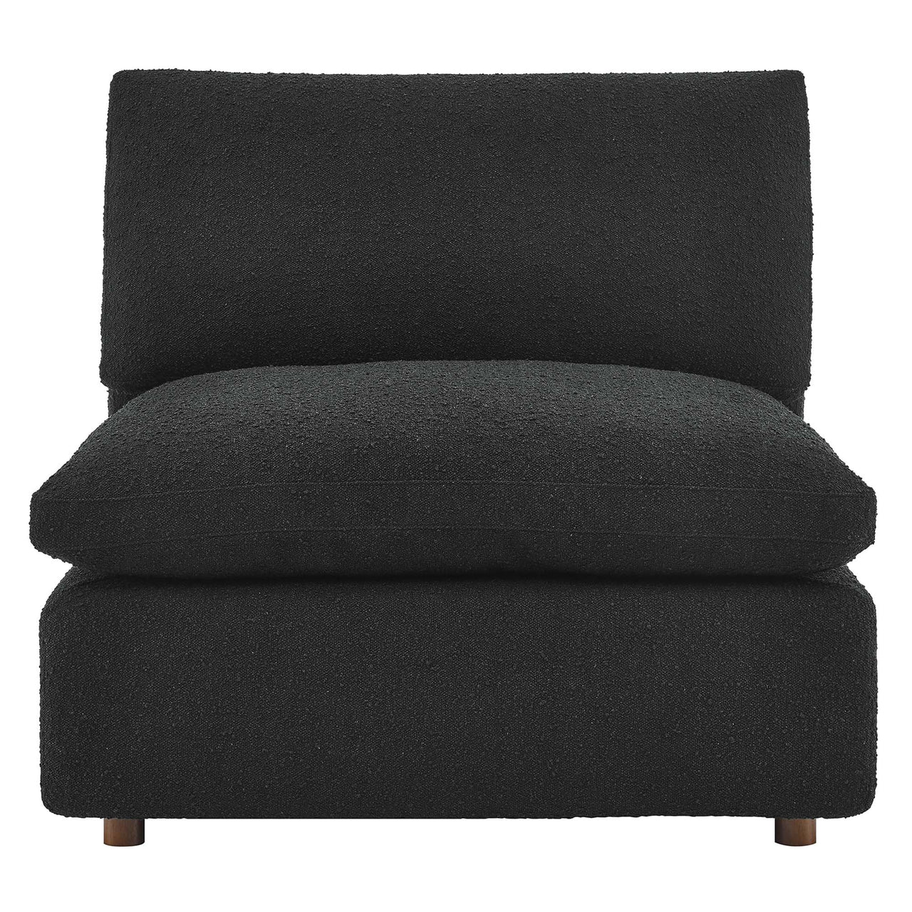 Angelic Cloudblend Boucle Armless Chair | Modular Sectional Component, Black