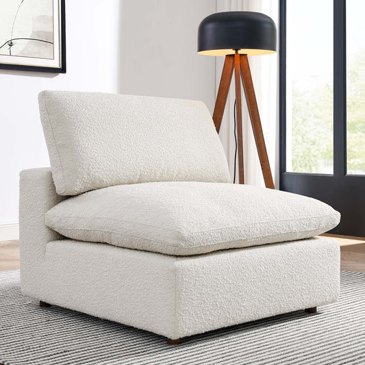 Angelic Cloudblend Boucle Armless Chair | Modular Sectional Component, Ivory