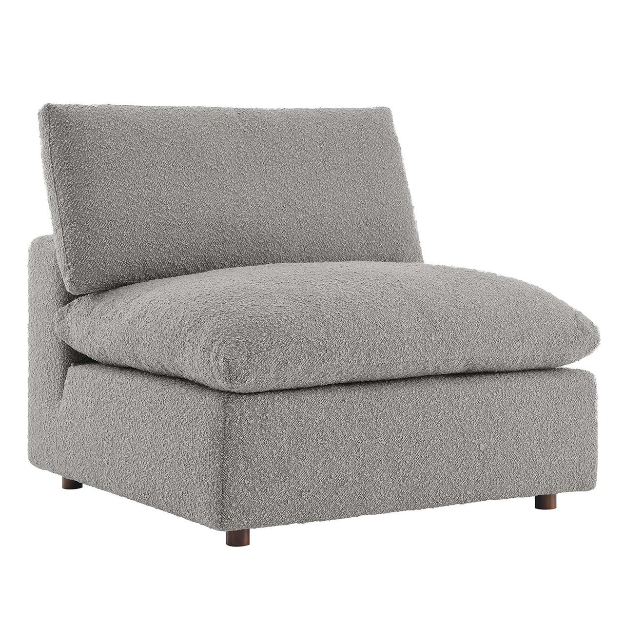 Angelic Cloudblend Boucle Armless Chair | Modular Sectional Component, Light Gray
