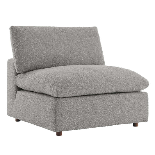 Angelic Cloudblend Boucle Armless Chair | Modular Sectional Component, Light Gray