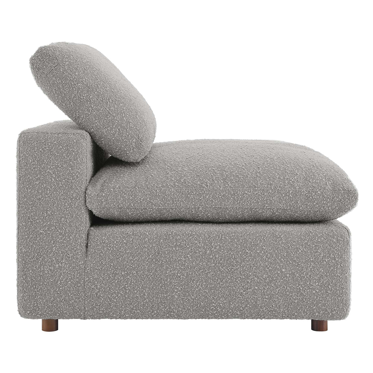 Angelic Cloudblend Boucle Armless Chair | Modular Sectional Component, Light Gray