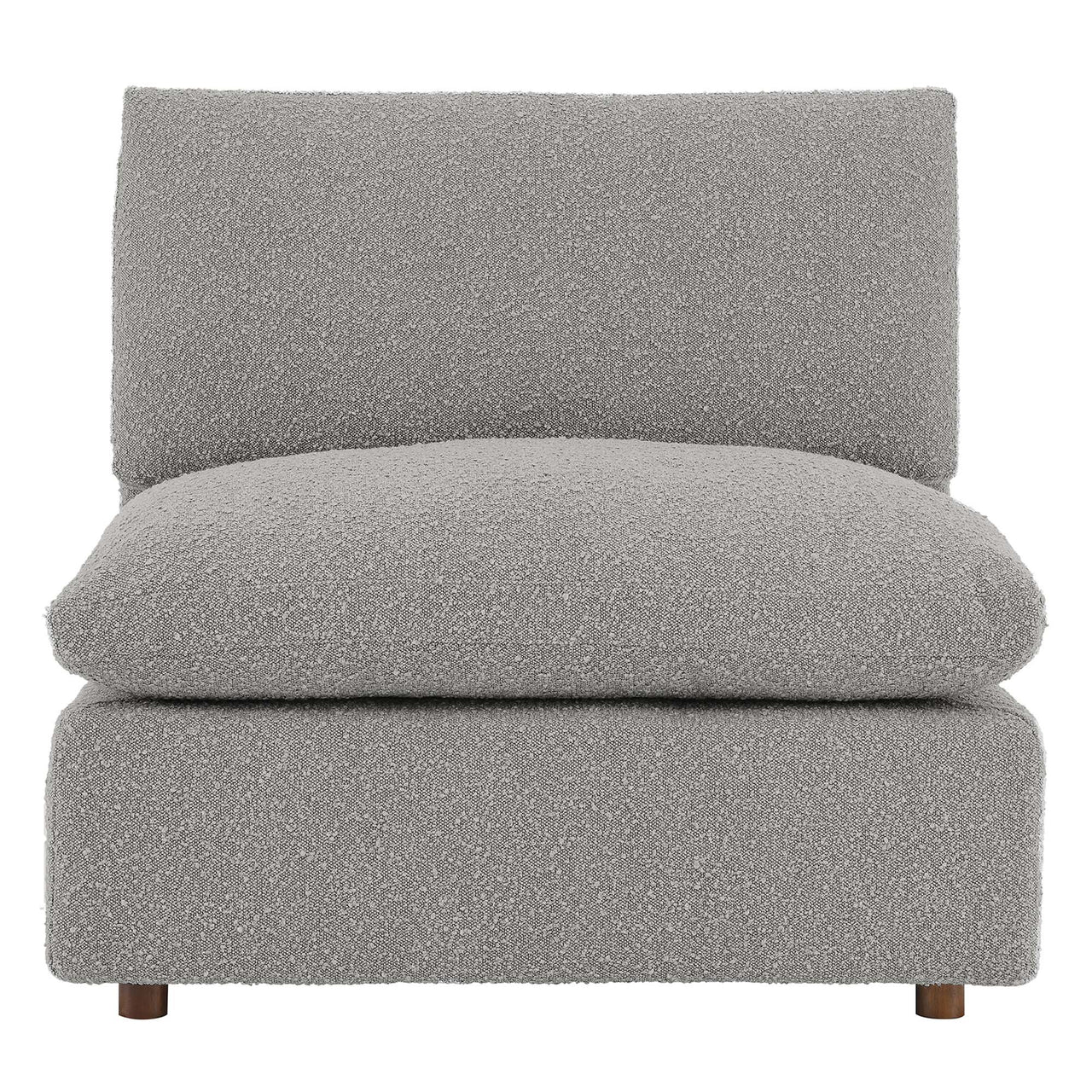 Angelic Cloudblend Boucle Armless Chair | Modular Sectional Component, Light Gray